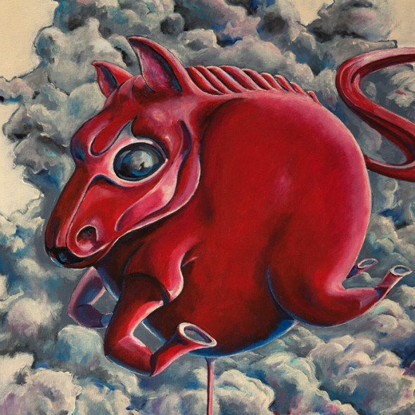 Red sky horse - painting by JJosefsen
